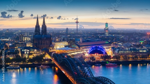 Cologne Skyline Panorama at dusk