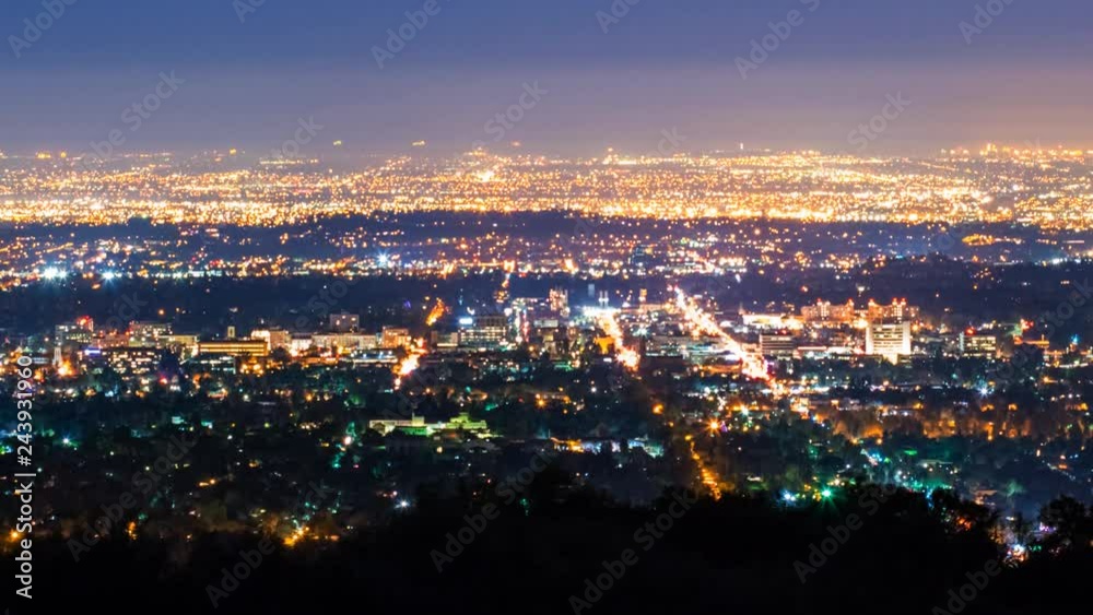 Timelapse overview of Urban City Lights in Los Angeles -Long Crop-