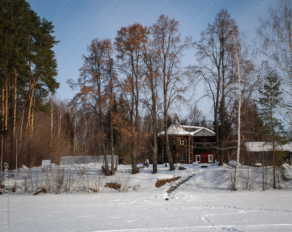 Old houses of Russia. Winter picture