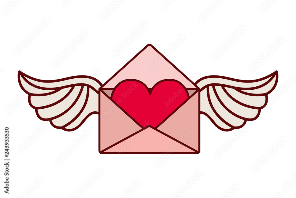 envelope of letter with heart isolated icon
