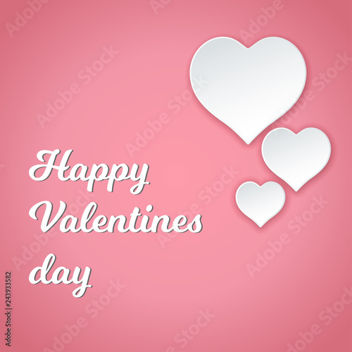 Happy Valentines day. Romantic postcard with paper hearts © shaitan1985