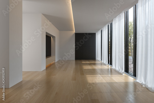 Interior empty room 3D rendering