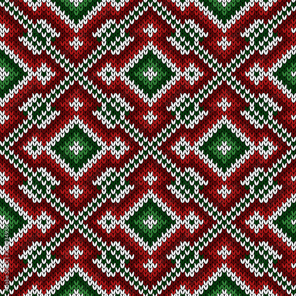 Knitted seamless diagonal decorative pattern