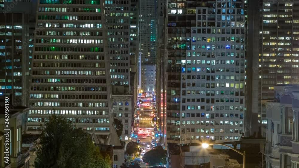 Timelapse of City Lights of Iconic Downhill in San Francisco -Tilt Down- Timelapse of City Lights of Iconic Downhill in San Francisco -Tilt Down-