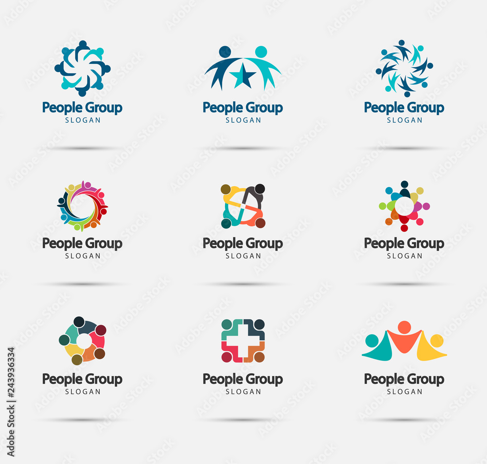 Group people Logo Design,Teamwork meeting,Template Vector