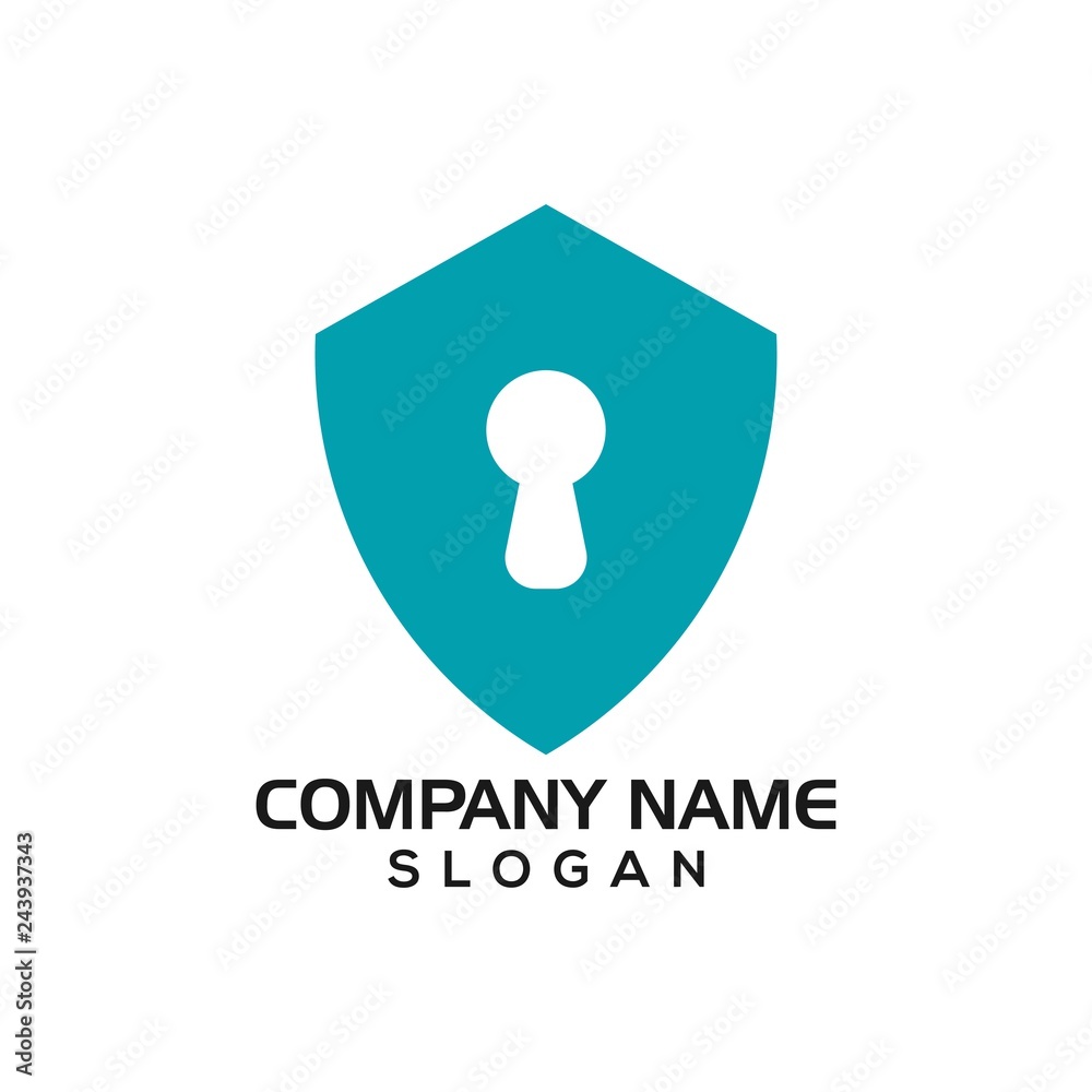 Modern shield with keyhole for security logo template or design resources Modern shield with keyhole for security logo template or design resources