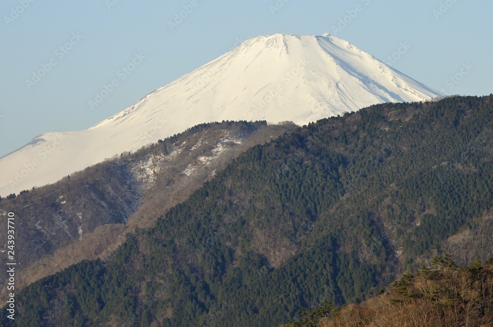 山稜越しに眺める富士山