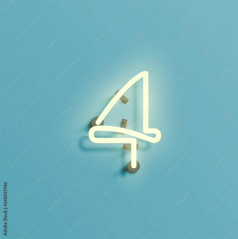 Realistic neon character from a fontset, vector Realistic neon character from a fontset, vector