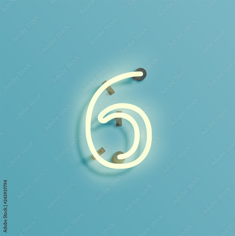 Realistic neon character from a fontset, vector Realistic neon character from a fontset, vector