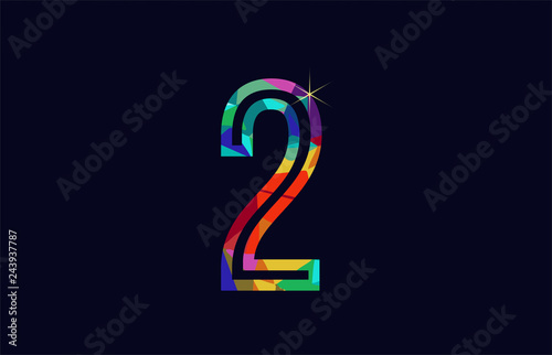 rainbow colored number 2 logo company icon design