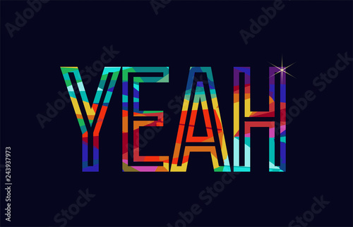 yeah word typography design in rainbow colors logo