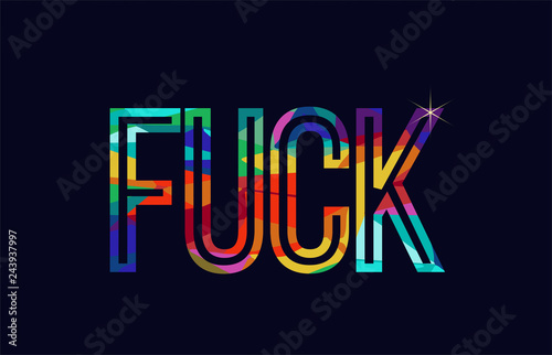 fuck word typography design in rainbow colors logo