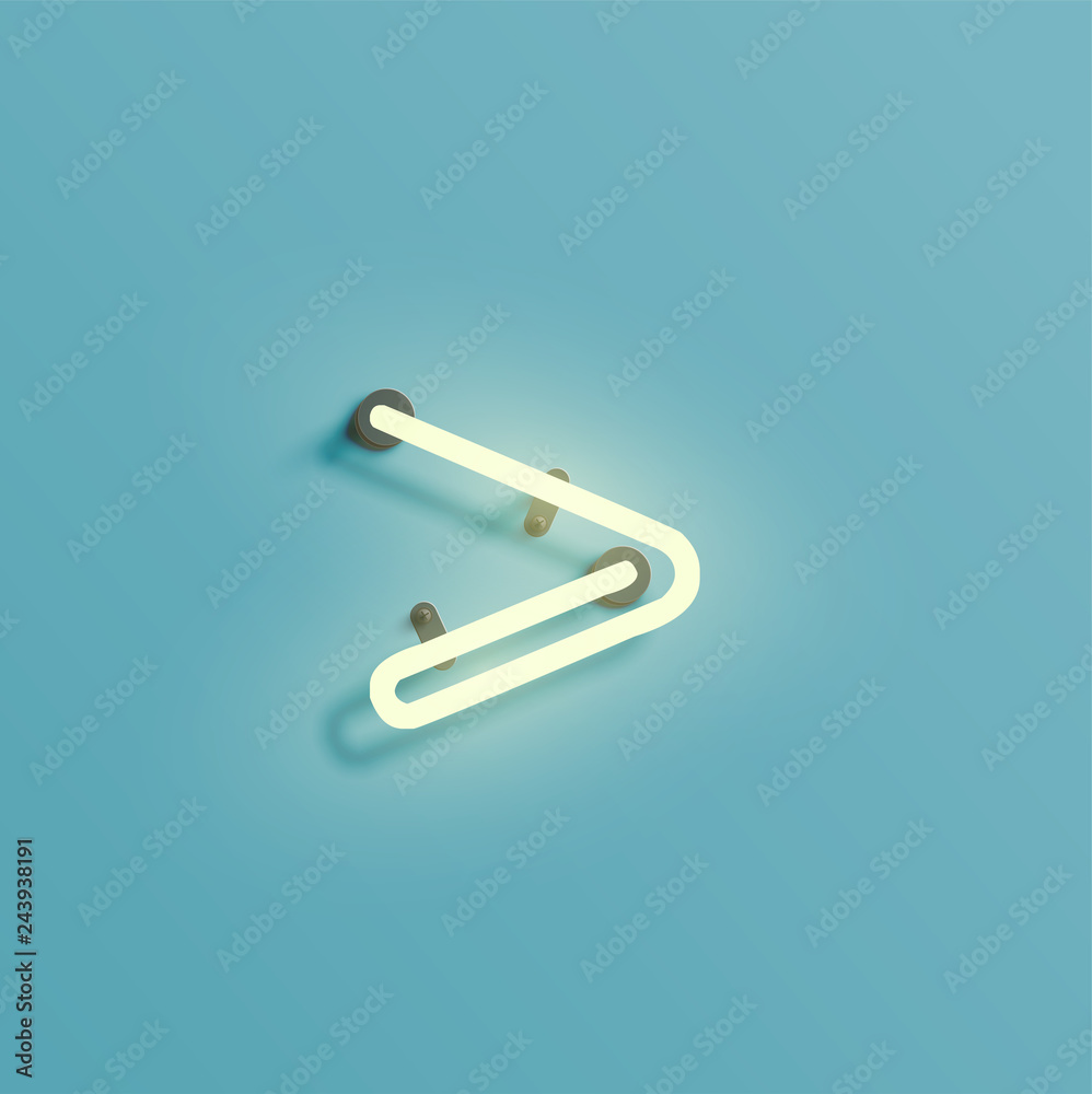 Realistic neon character from a fontset, vector Realistic neon character from a fontset, vector
