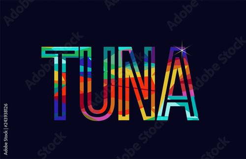 tuna word typography design in rainbow colors logo