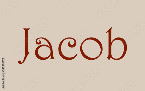Jacob male name. Vintage hystorical typeface art design. Lineage concept. Old style sign. Vector illustration