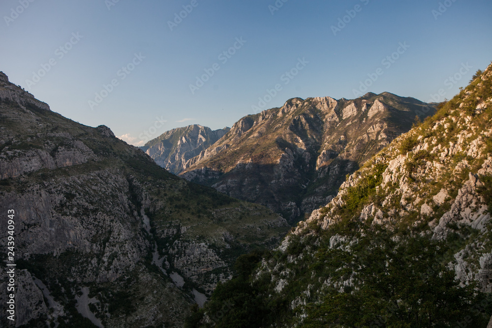 mountain gorges and passes in Montenegro while traveling by rail