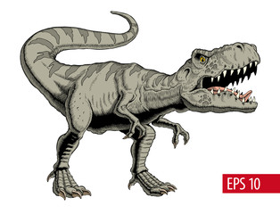 Handdoek met foto Jongenskamer Vrolijke t-rex in comic stijl  © ledokolua