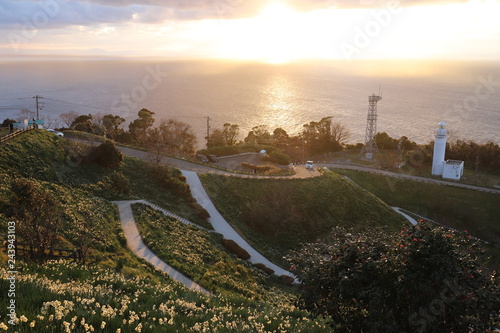 越前海岸に沈む夕日