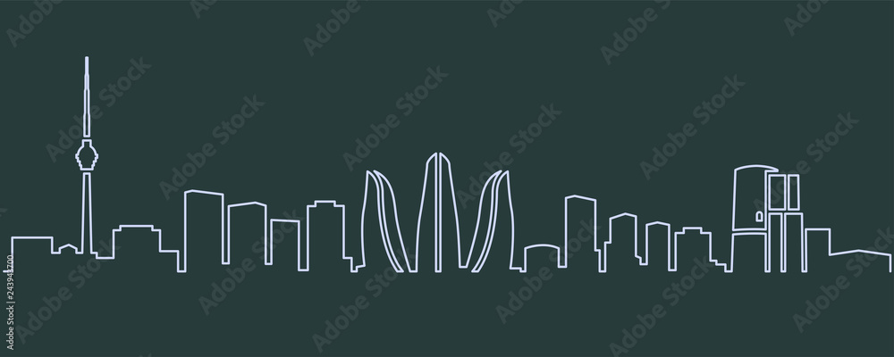 Fototapeta premium Baku Single Line Skyline