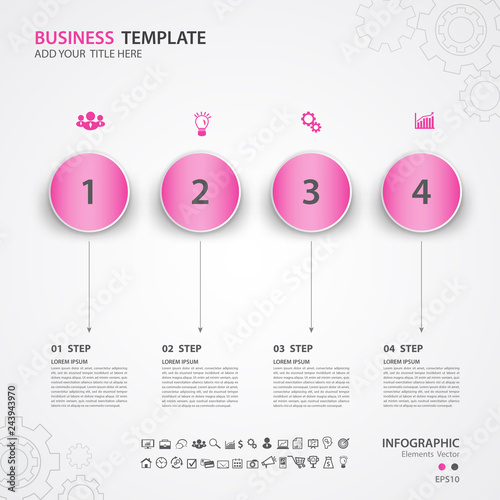 Infographics elements diagram with 4 steps, options, Vector illustration, circle icon, presentation, advertisment, Process chart, business flyer, banner design, web design,timeline, slide