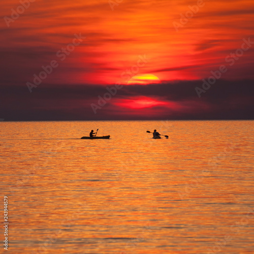 Canoeists at Sunset
