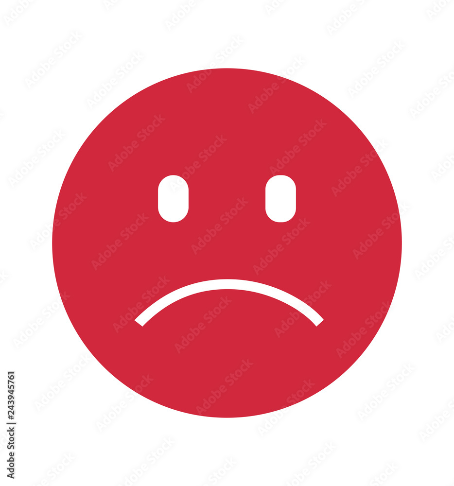 Flat icon smiley vector unhappy face isolated on white Flat icon smiley vector unhappy face isolated on white