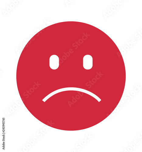 Flat icon smiley vector unhappy face isolated on white