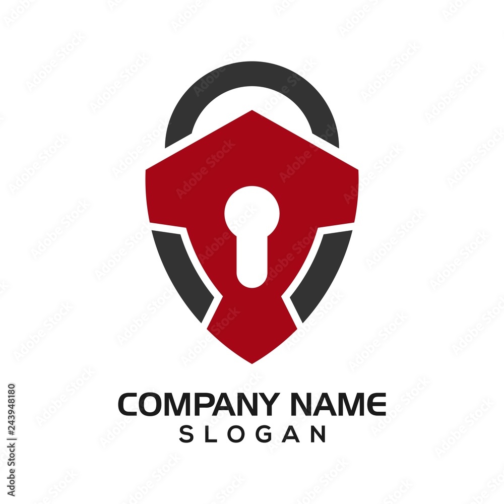 Modern shield with keyhole as the padlock for security logo template or design resources Modern shield with keyhole as the padlock for security logo template or design resources