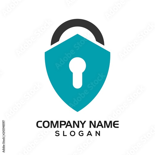Modern shield with keyhole as the padlock for security logo template or design resources