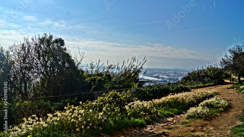 Beautiful walk and good rest at the walls of the Montjuic fortress in Barcelona, ​​Spain