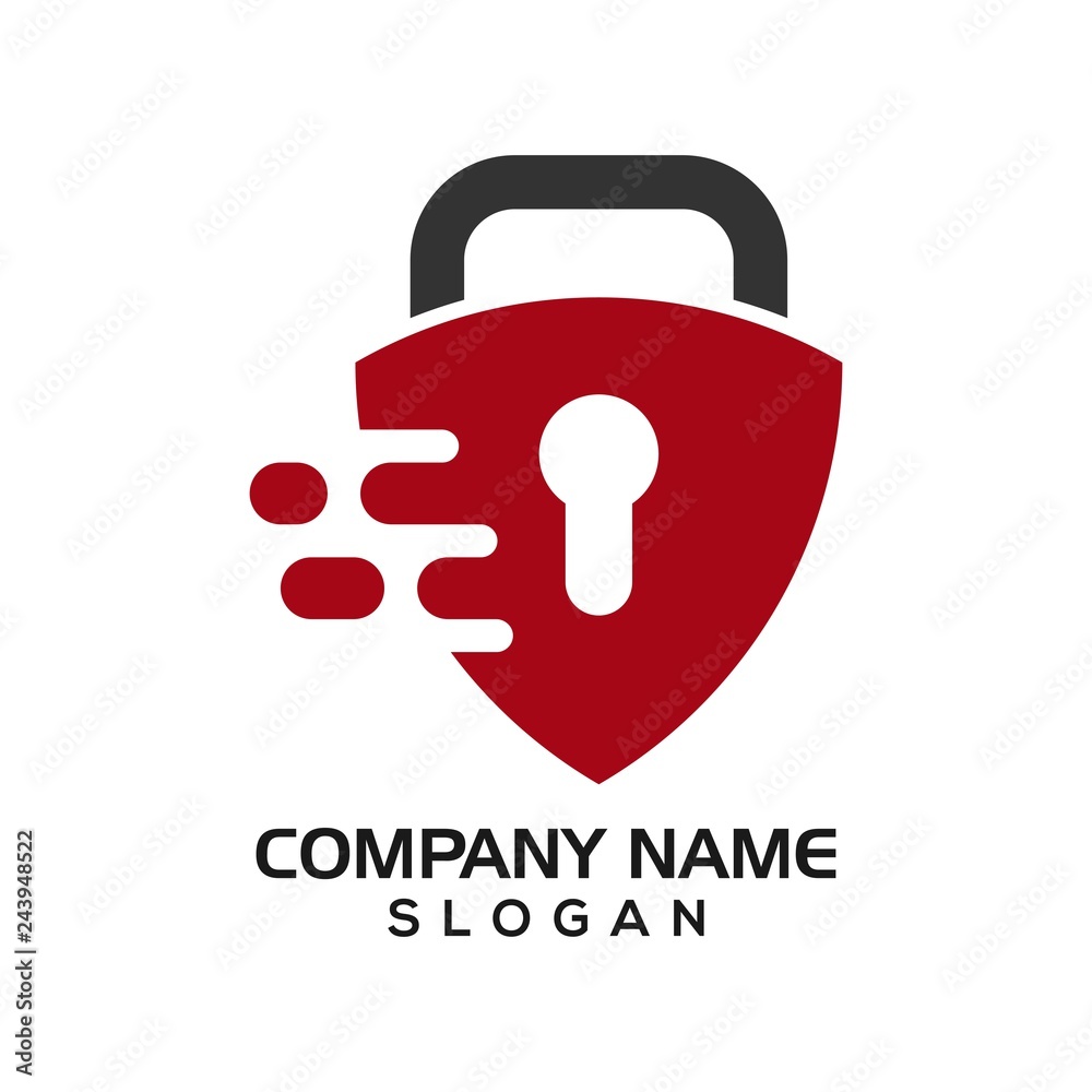 Modern shield with keyhole as the padlock for security logo template or design resources Modern shield with keyhole as the padlock for security logo template or design resources
