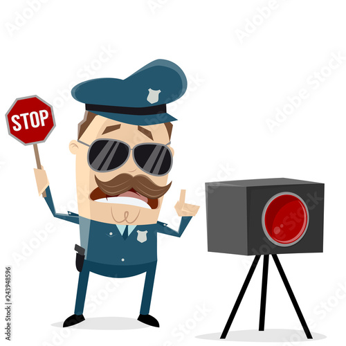 funny policeman with radar trap
