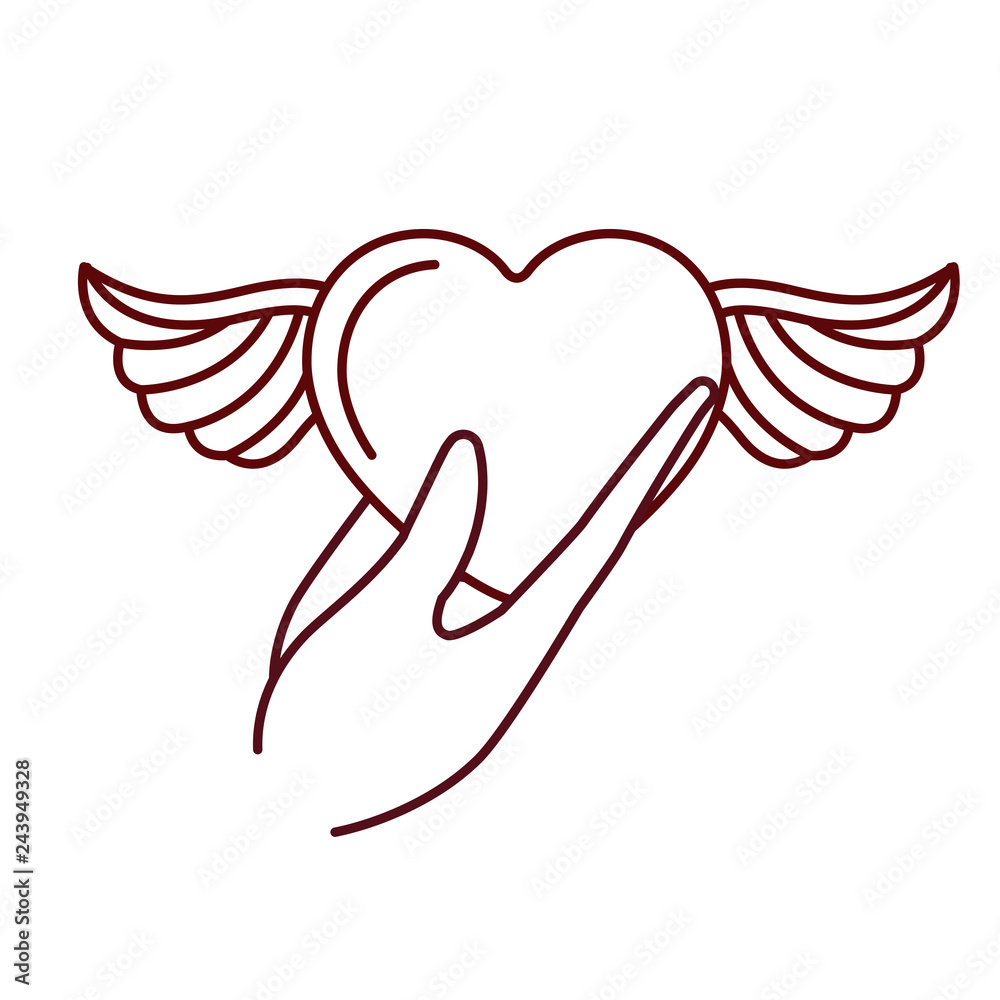 hands lifting love heart isolated icon