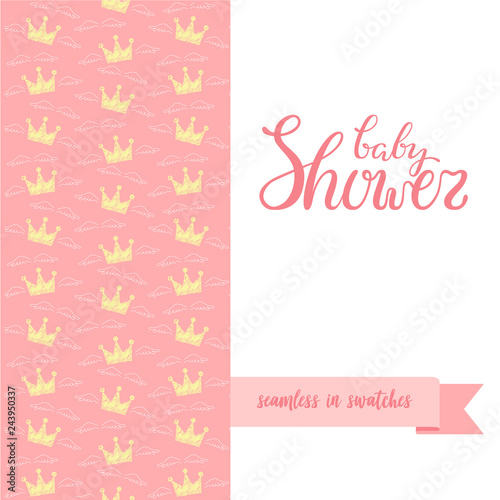 Hand sketched Baby shower typography lettering poster