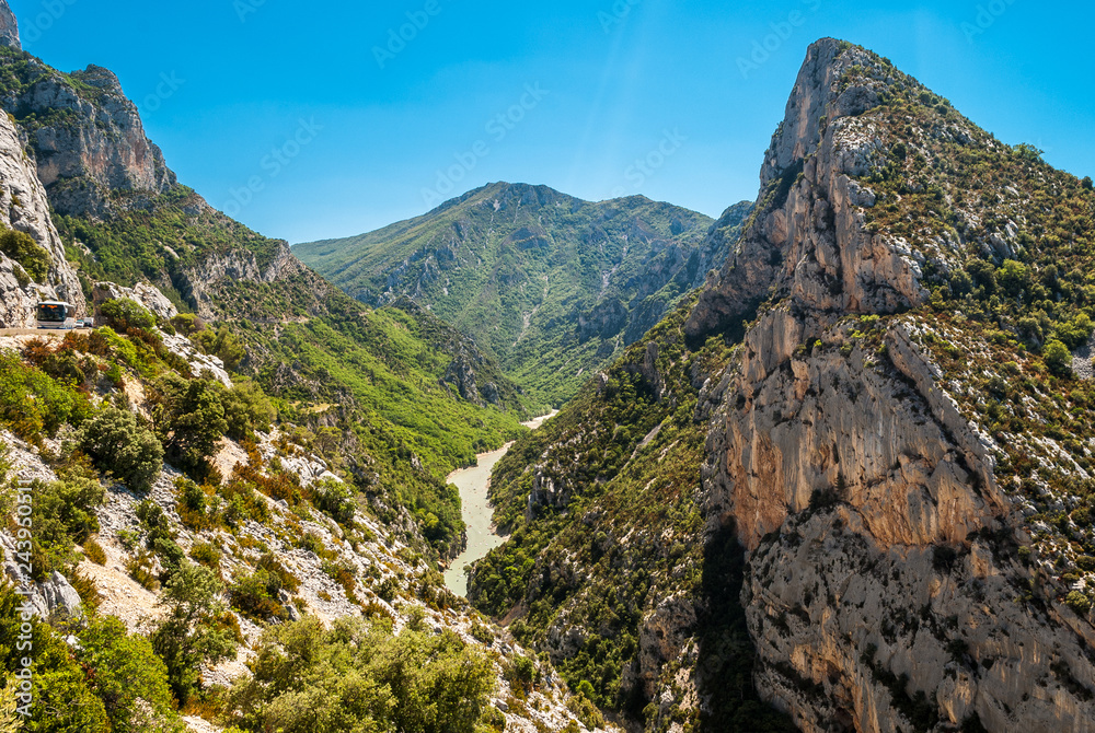 The canyon formed by river Verdon in Haute Provence (France)
