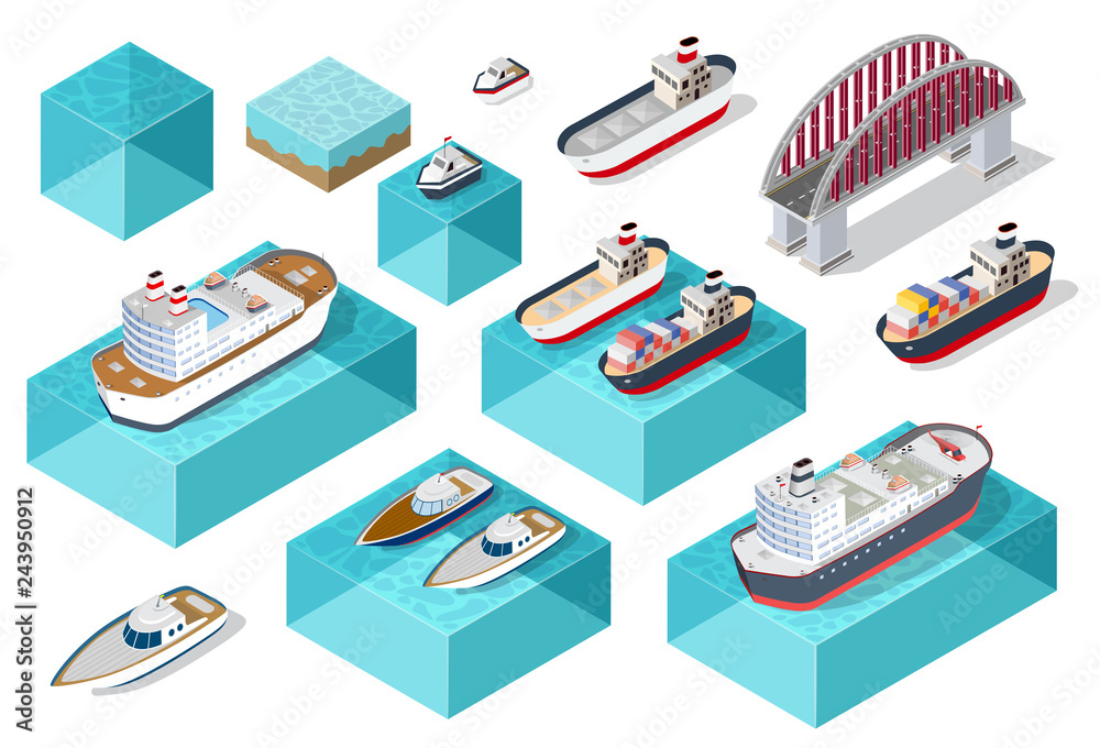 Obraz premium Isometric ship cargo