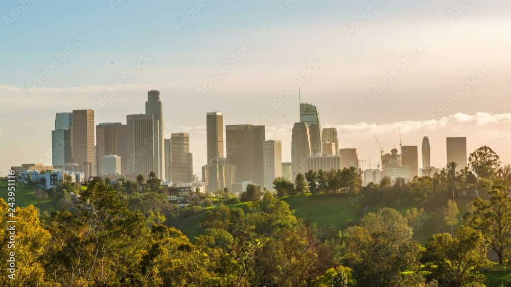 Timelapse of Sunset at Downtown LA Skyline -Tilt Up- Timelapse of Sunset at Downtown LA Skyline -Tilt Up-