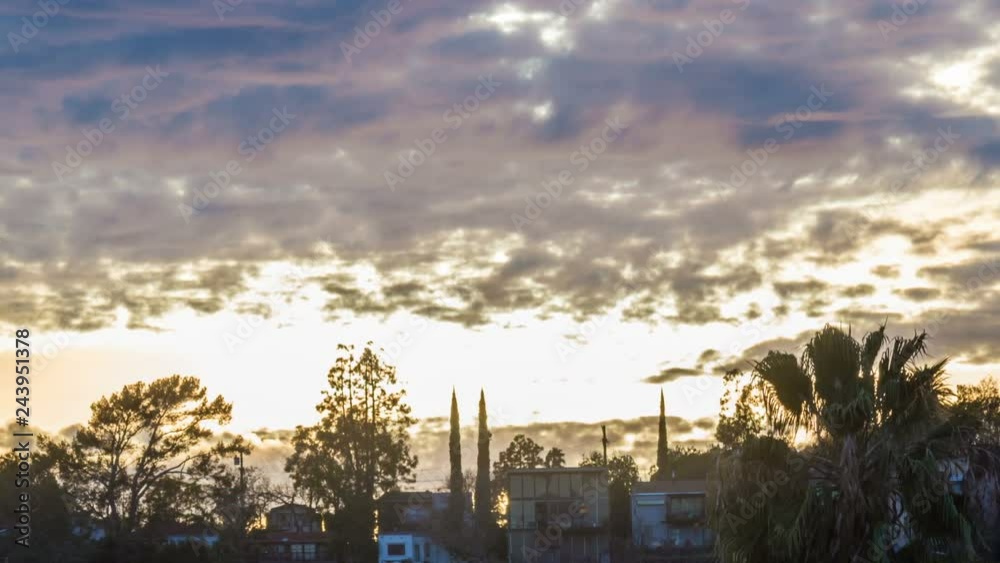 Timelapse of Epic Sunset over Los Angeles Neighborhood -Pan Right- Timelapse of Epic Sunset over Los Angeles Neighborhood -Pan Right-