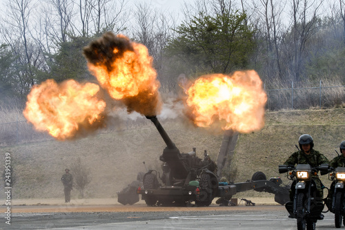 陸上自衛隊の155mm榴弾砲 photo