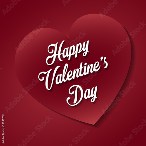Happy Valentine's day hand lettering on red background. Vector graphics. Romantic card, greeting card, banner template.