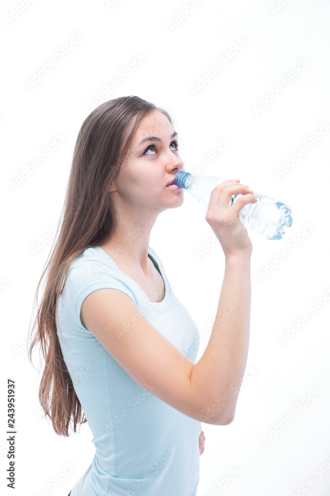 fitness woman with water bottle.isolated on white fitness woman with water bottle.isolated on white