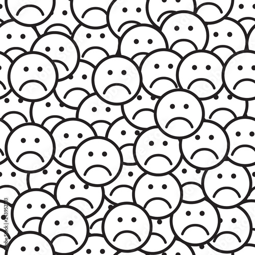 Seamless pattern with sad face icons.