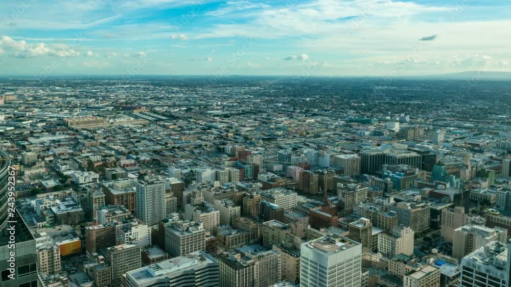 Timelapse Overview of Sea of Buildings in Downtown LA -Zoom In-