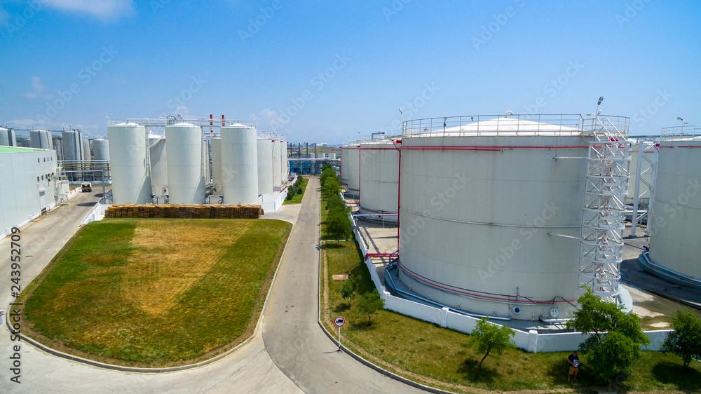 factory by the sea from drone