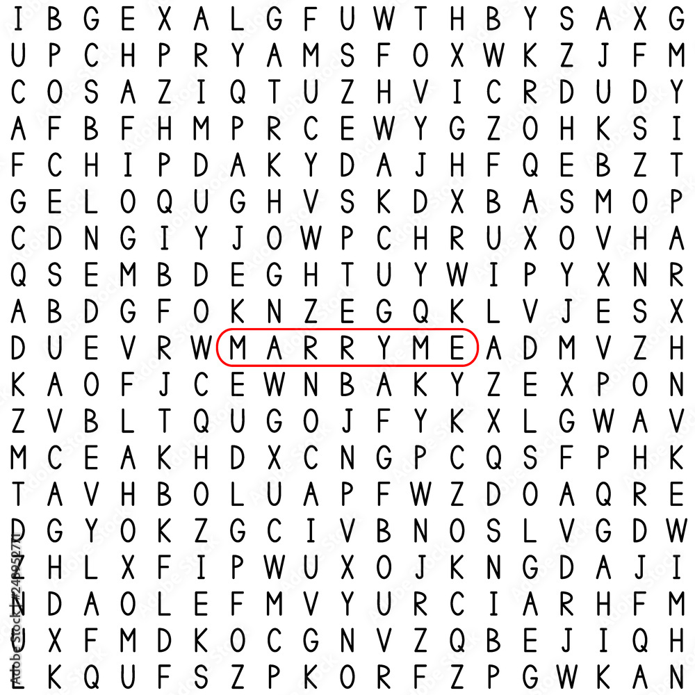 Obraz premium Marry me. Find the words in the word puzzle.