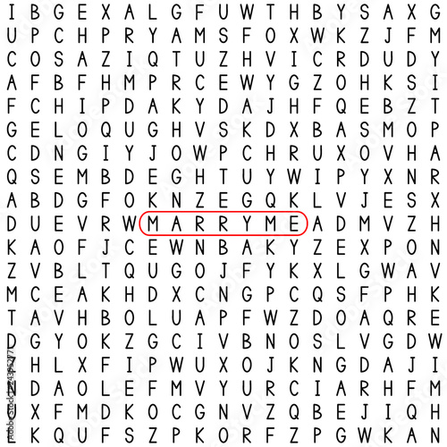 Marry me. Find the words in the word puzzle.