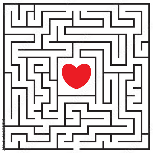 Labyrinth with red heart