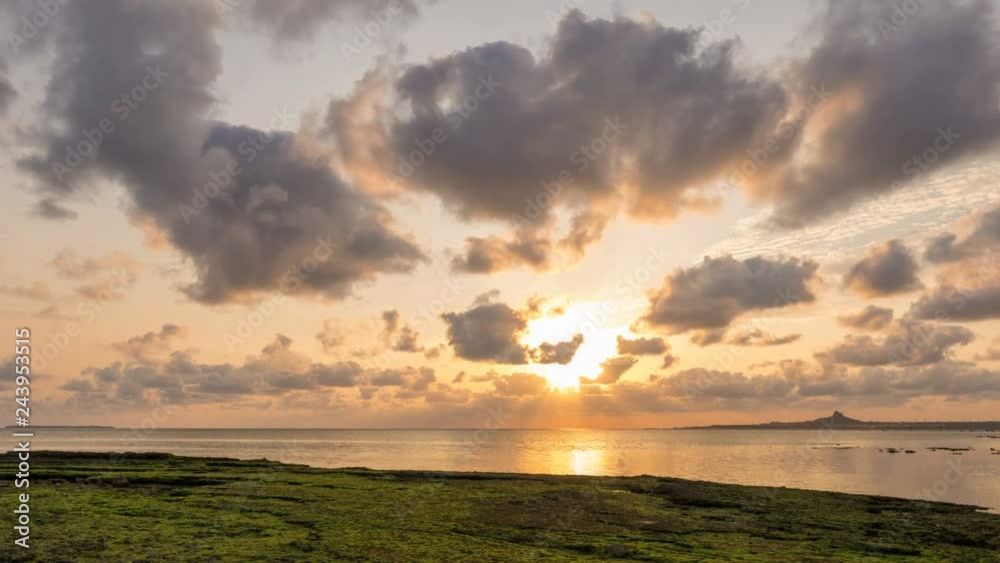 Timelapse of Gorgeous Sunset at Exotic Coastline in Okinawa -Pan Right- Timelapse of Gorgeous Sunset at Exotic Coastline in Okinawa -Pan Right-