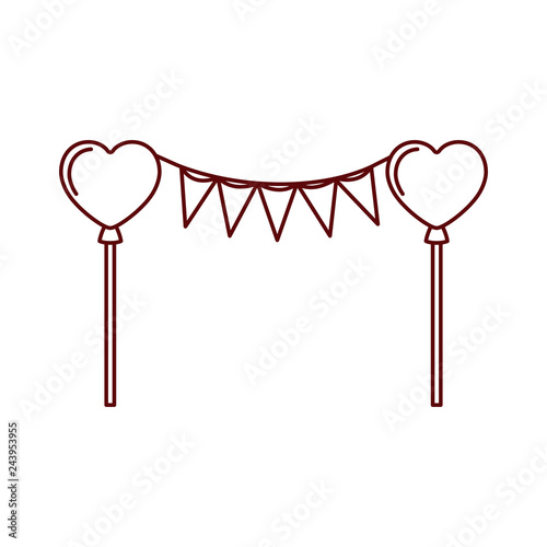 party garland with hearts balloons isolated icon