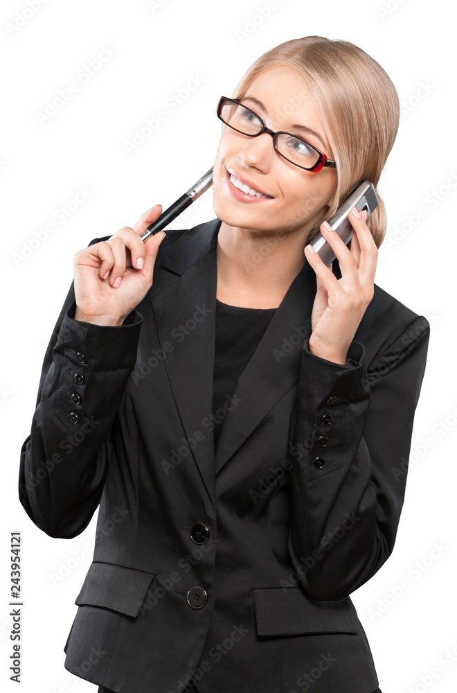 Beautiful young businesswoman on the phone Beautiful young businesswoman on the phone